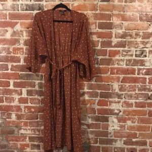 Sheer tie coverup. Rose flowers burnt dark orange.